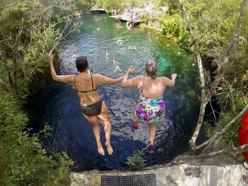 From Tulum: Four-Cenote Adventure - Naval Cenote: jungle walk, zip line, and a first plunge