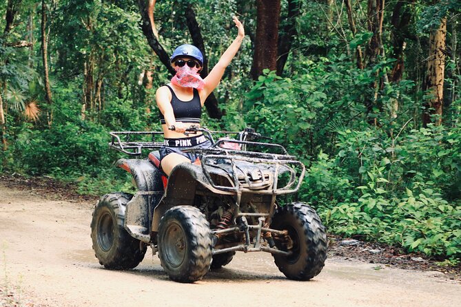 Maya Adrenaline Tulum: Cenote + 5 Ziplining + ATV Adventure - The cenote swim: sacred water, ladder entry, and cave time