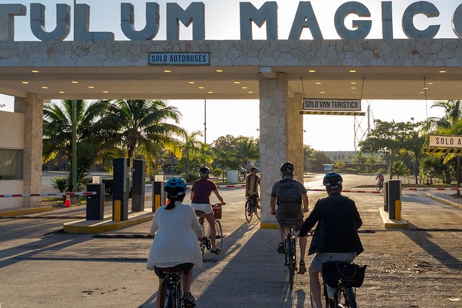 Tulum Bike Tour Tulum Maya Ruins Cenote Swimming Pueblo History Art Tacos Lunch - Downtown Tulum, street snacks, and local art energy