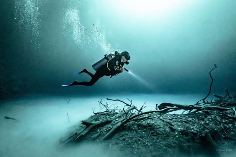 Tulum : Scuba in 2 cenotes including a deep one Pit Dos Ojos - El Pit: the halocline, sulfur cloud at 25 meters, and controlled depth