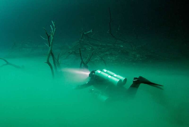 Tulum : Scuba in 2 cenotes including a deep one Pit Dos Ojos - Dos Ojos: limestone formations, bat cave, and light play